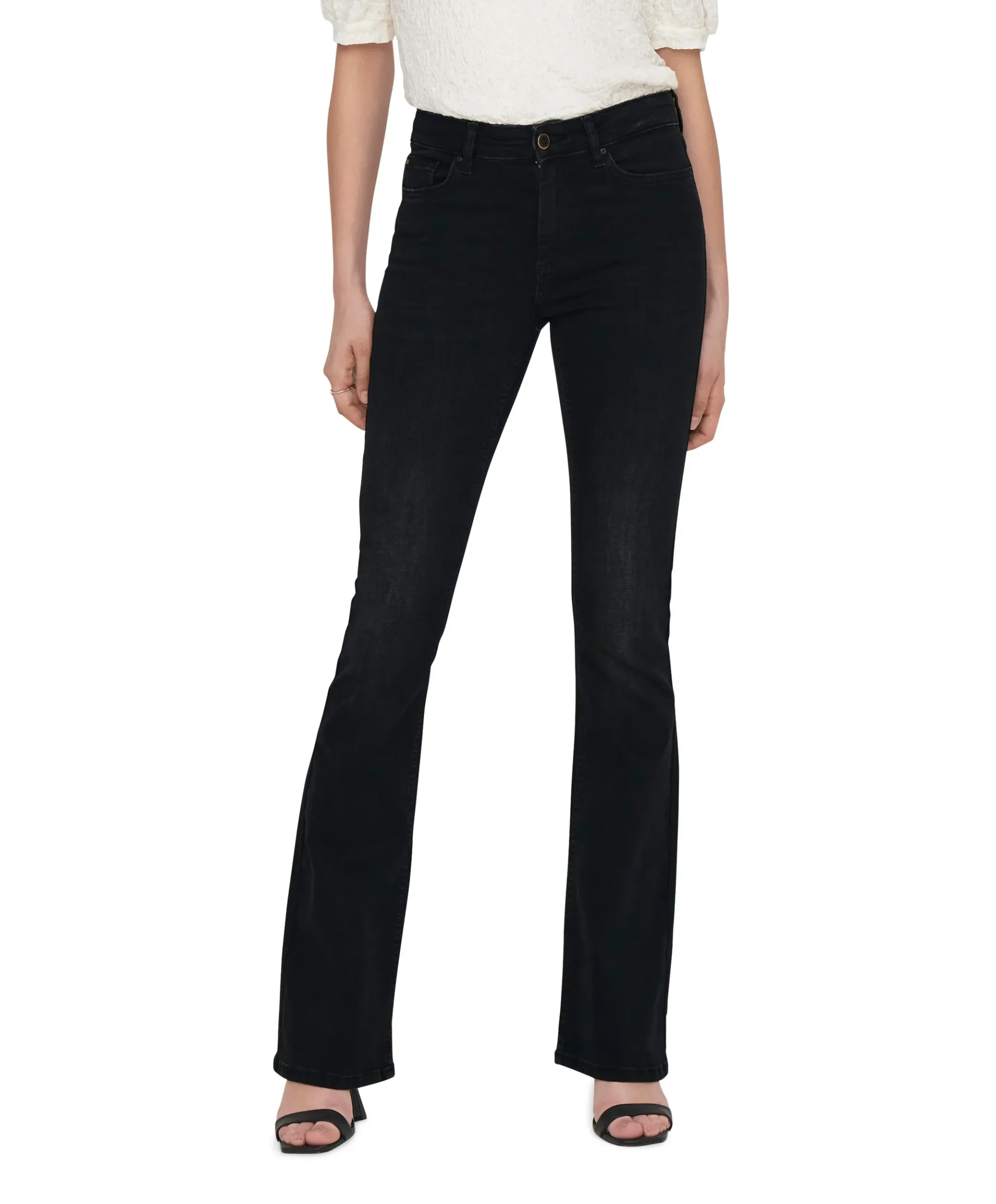 ONLBLUSH MID FLARED DNM zwart