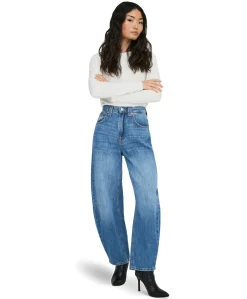 ONLFRANKIE HW ANK BARREL DNM DOT548 dames jeans blauw