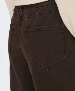 ONLGIANNA MW STRAIGHT DNM BROWN DNM dames jeans bruin