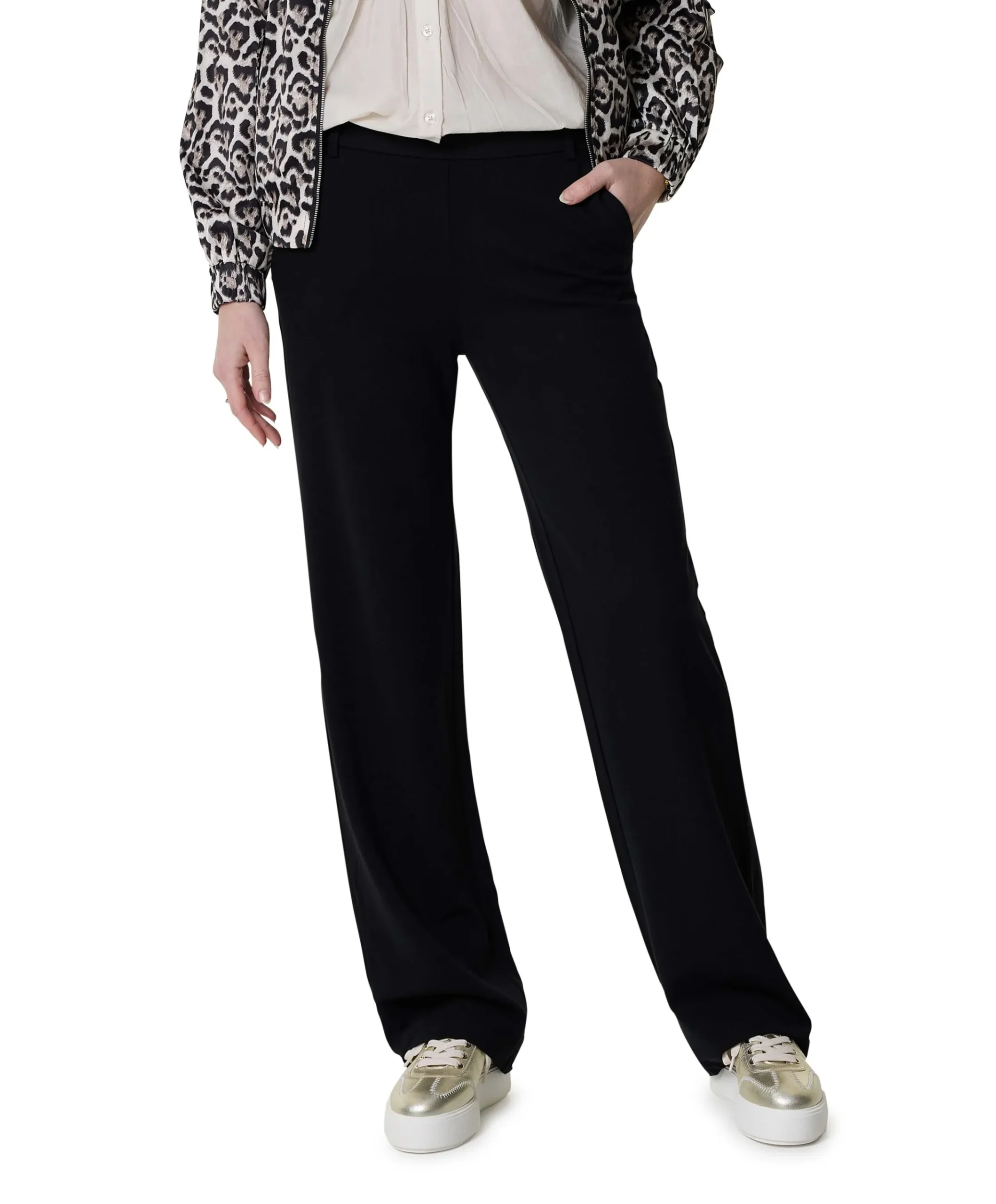 ONLPOPTRASH LIFE MW STRAIGHT PANT P dames broek zwart