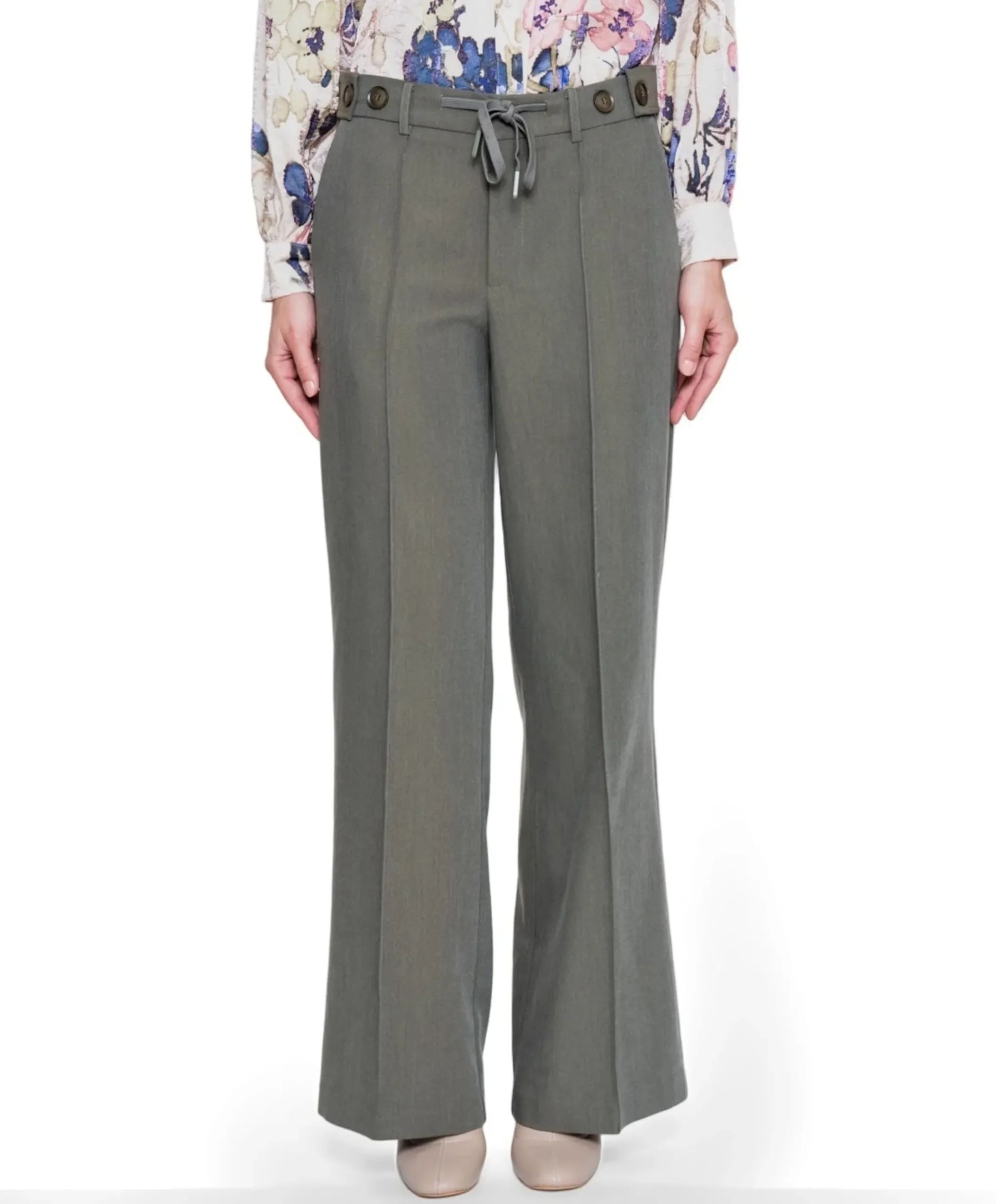 Pants fancy waistband dames broek groen