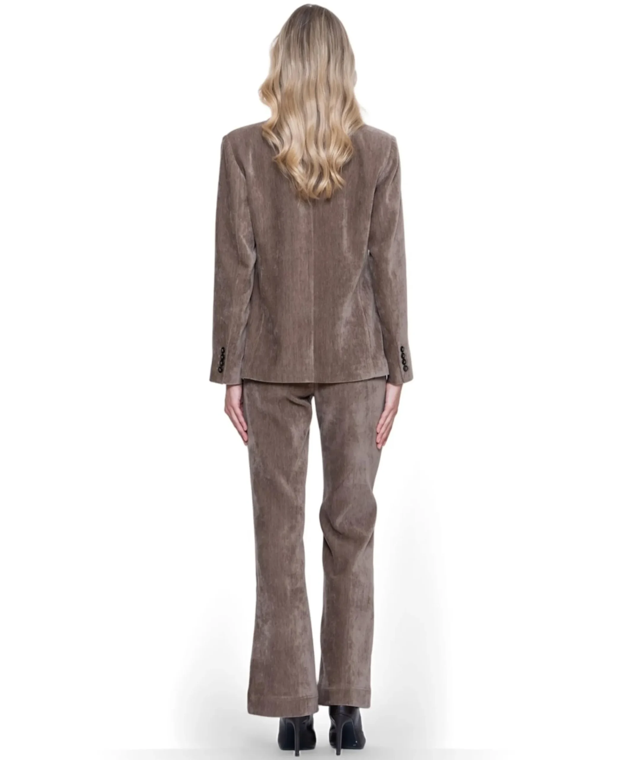 Pants velours dames broek beige