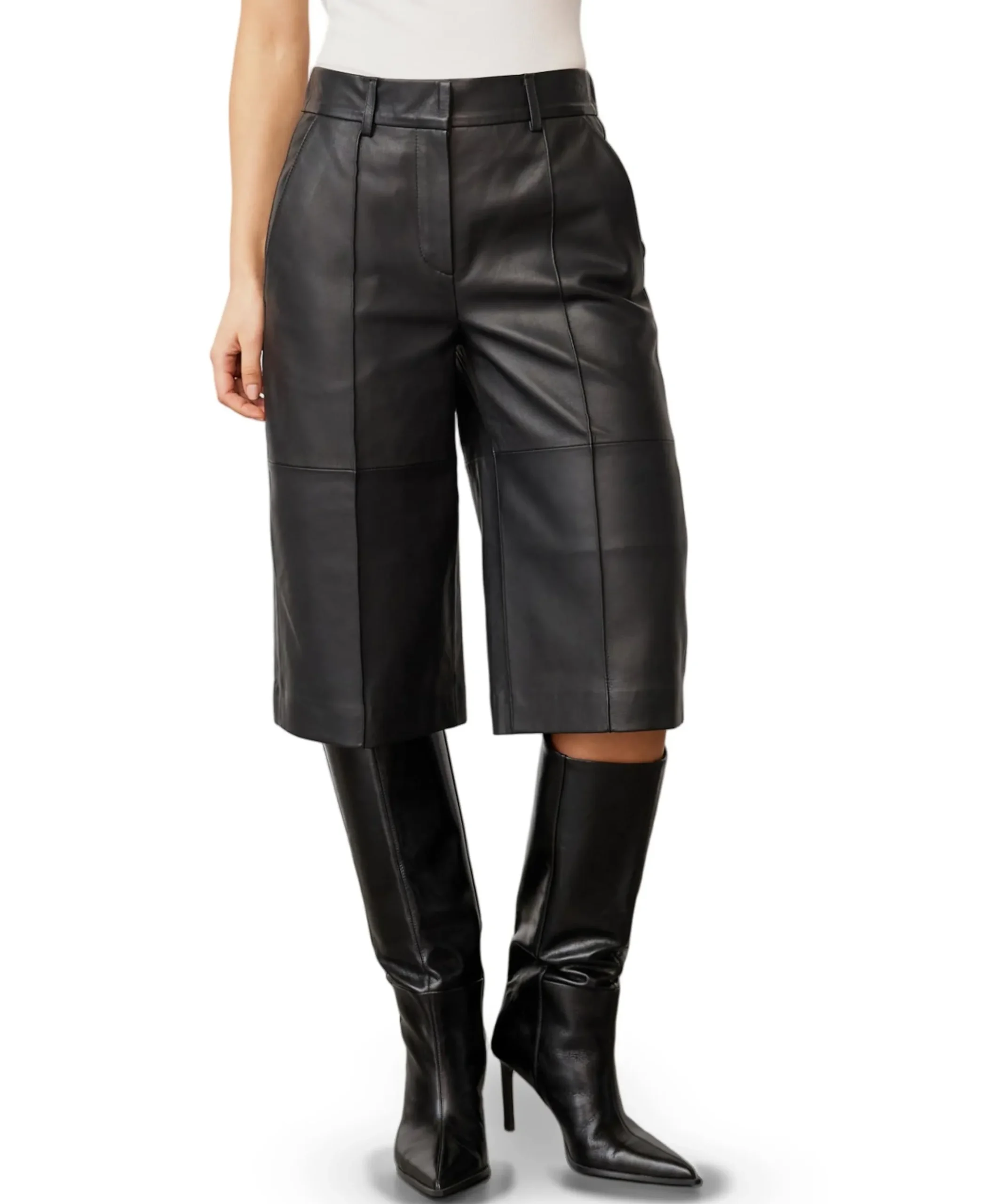 PhoebeCC Long Leather dames bermuda zwart