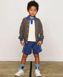 Plain piping sweatshorts jongens korte broek blauw