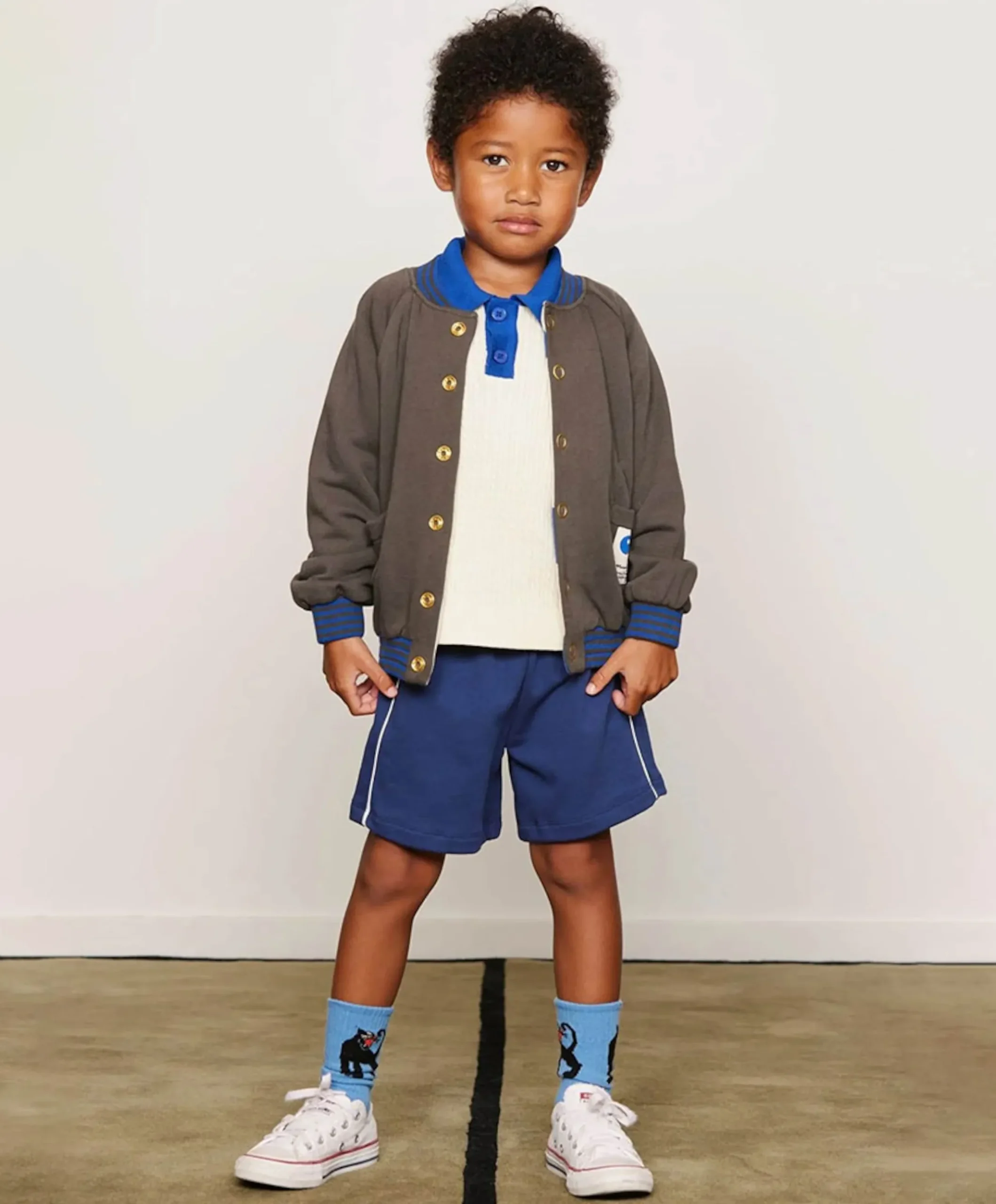 Plain piping sweatshorts jongens korte broek blauw