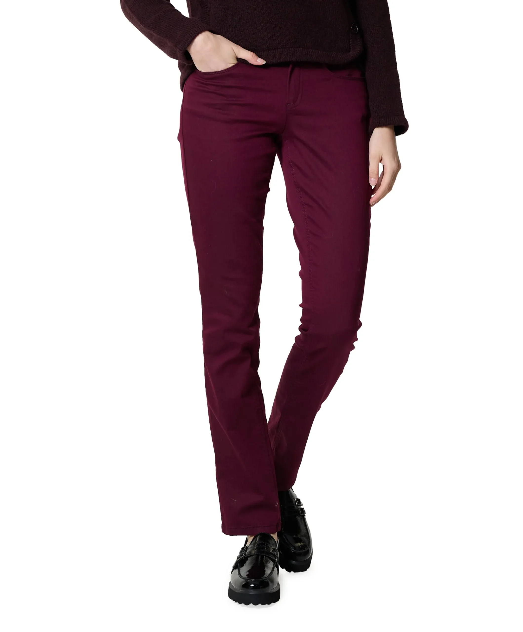 5 Pocket Super Stretch Lang dames broek bordeaux