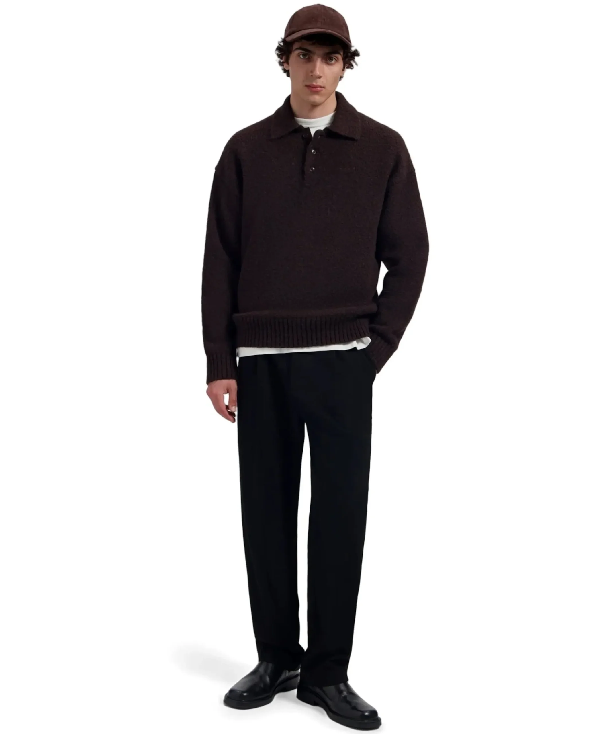 Regular Wool Pleated Pant heren pantalon zwart