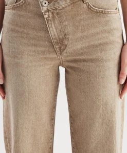 relaxed straight jeans dames jeans beige