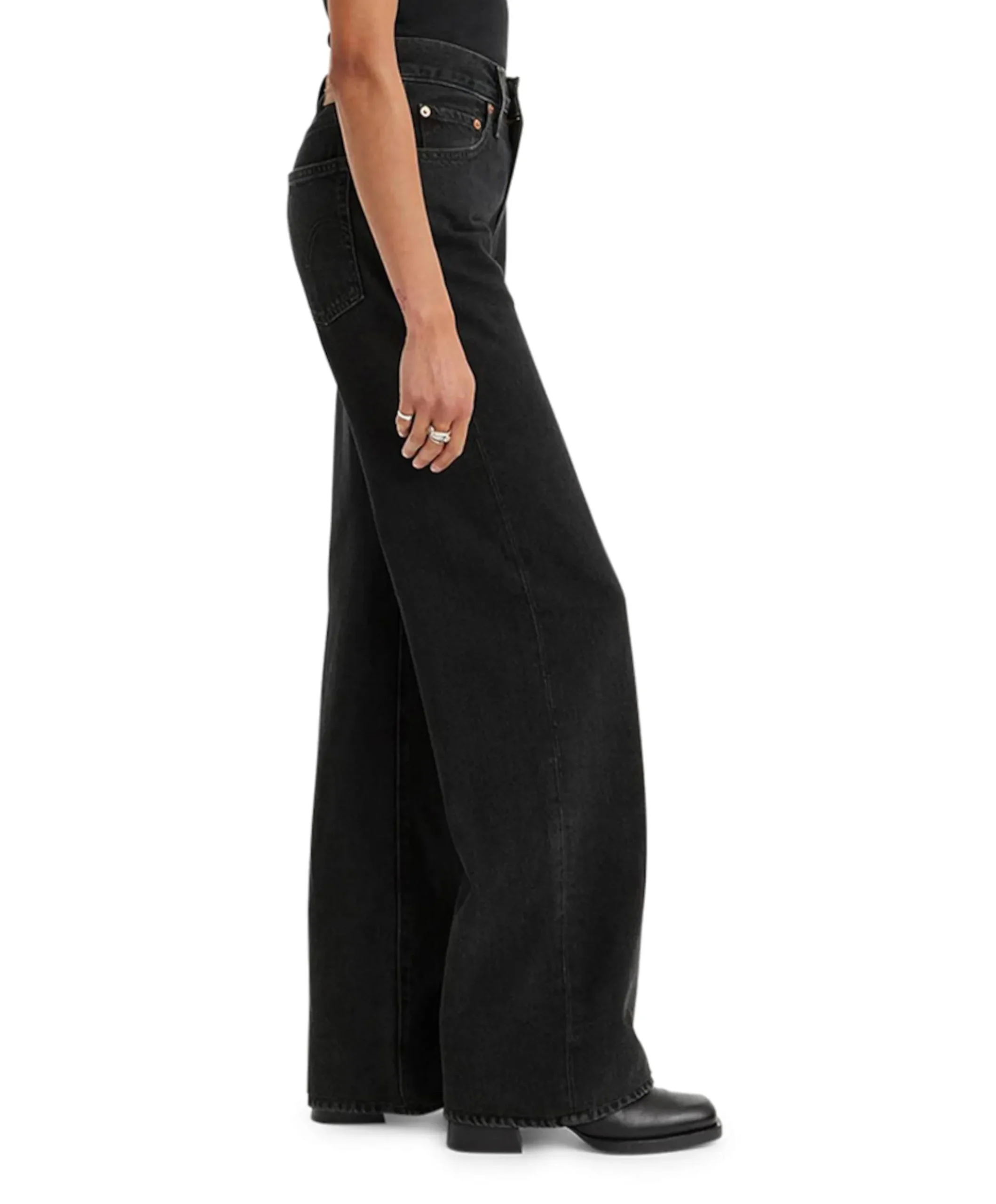 Ribcage wide leg dames jeans zwart