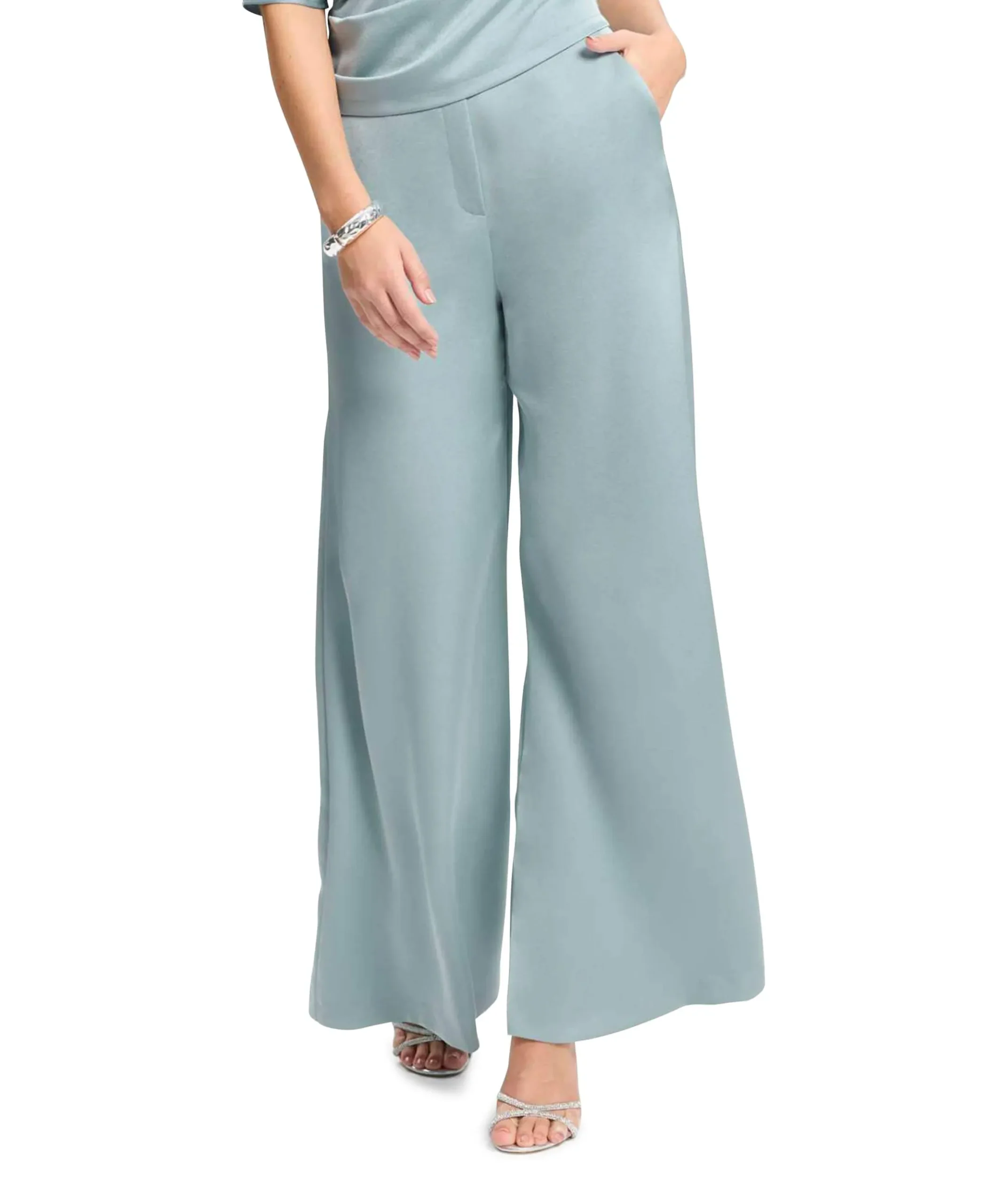 Satinhose mit weitem Bein und franz dames pantalon blauw