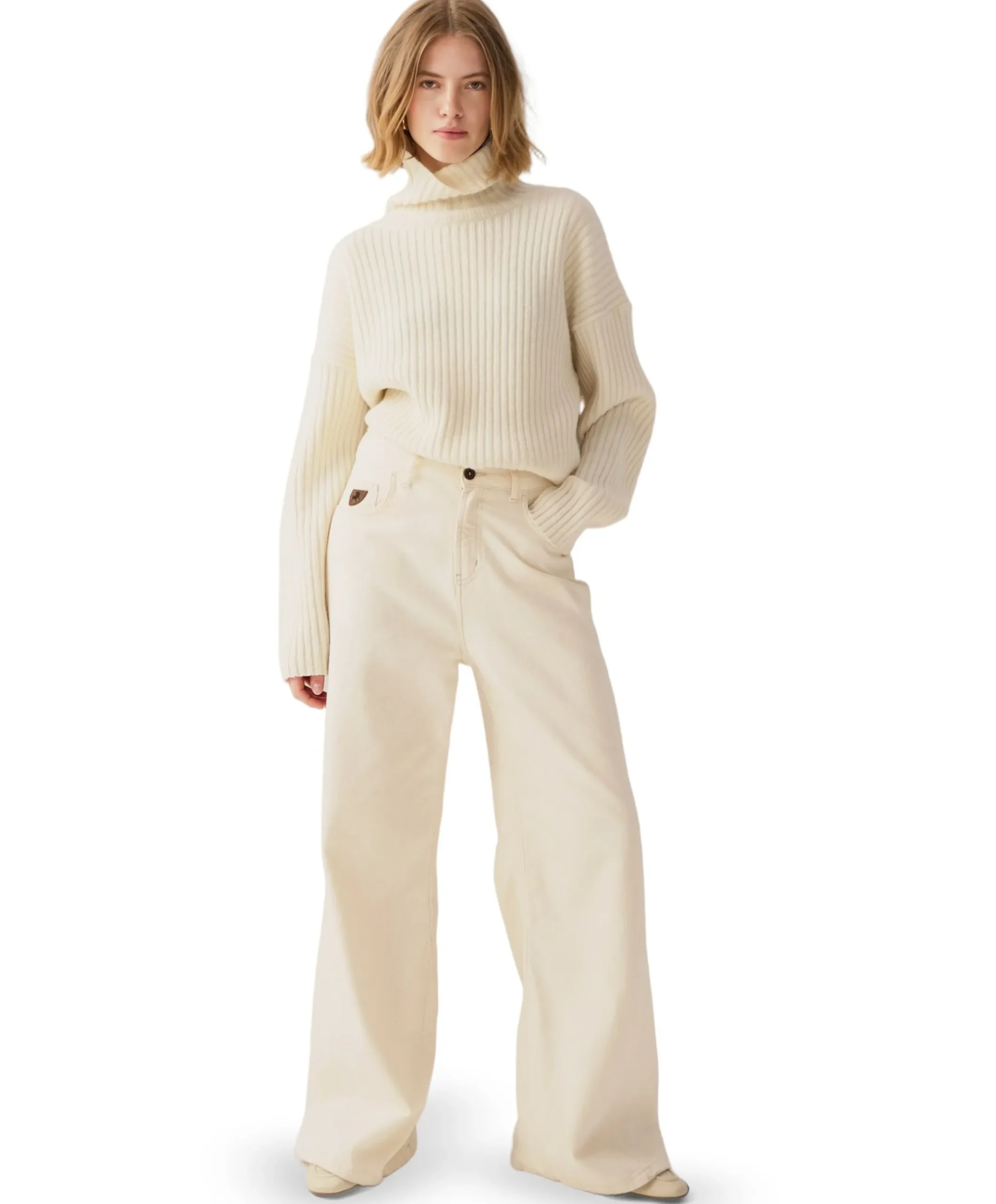 Skater Flare 8087 Ecru Wool dames jeans ecru