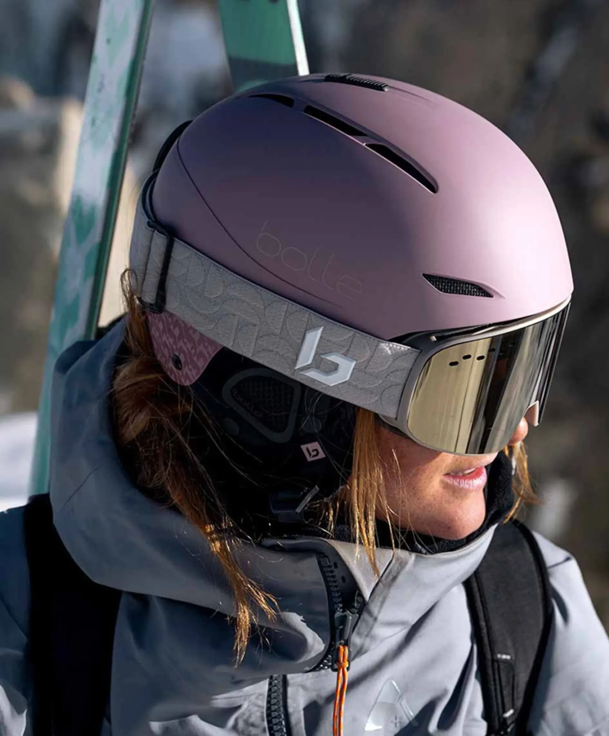 Skihelm roze