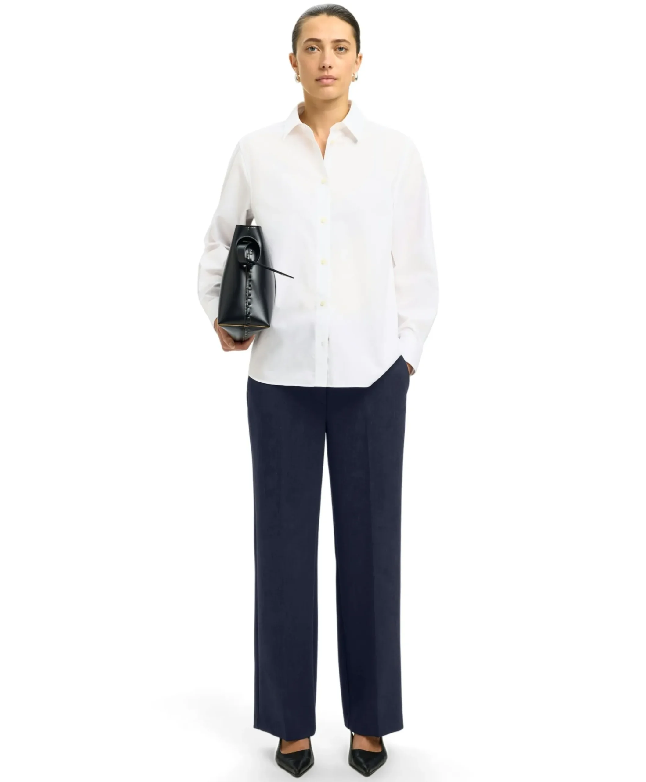 SLFRITA MW WIDE PANT DARK SAP MEL N dames pantalon blauw