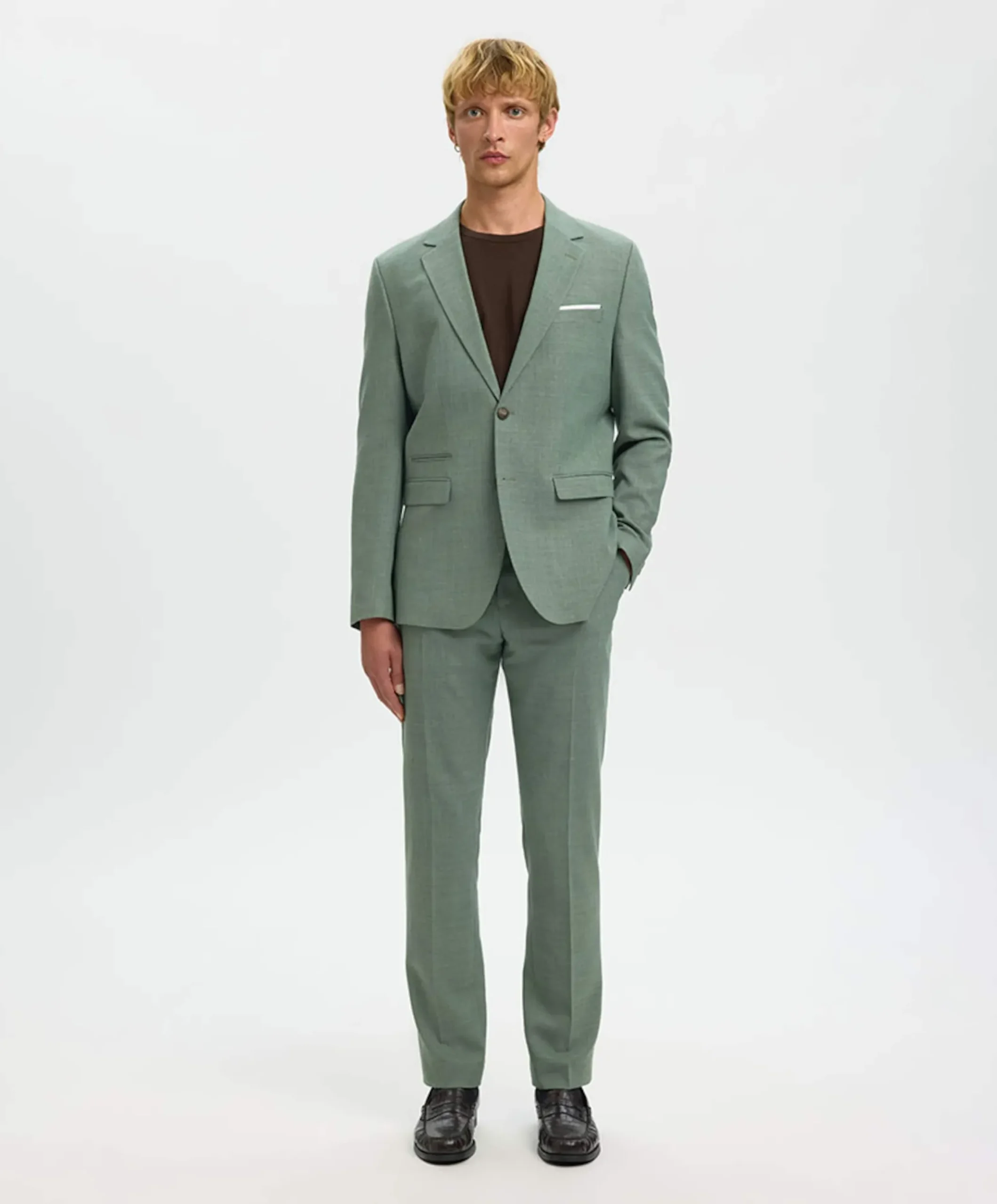 SLHSLIM-OASIS LINEN TRS B NOOS heren pantalon groen