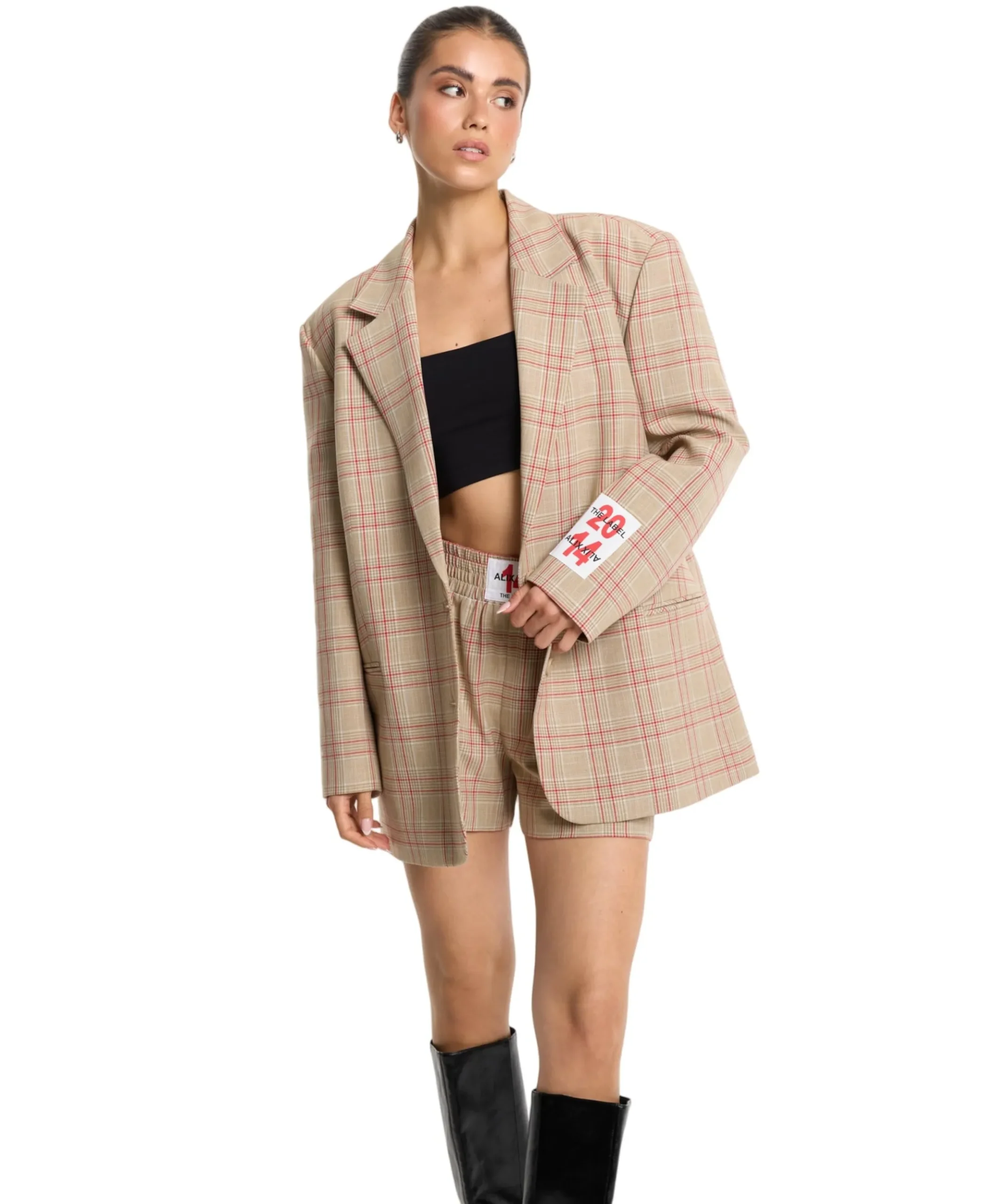 SPORTY CHECK dames korte broek beige