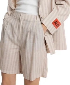STRIPED BERMUDA SHORTS dames korte broek beige