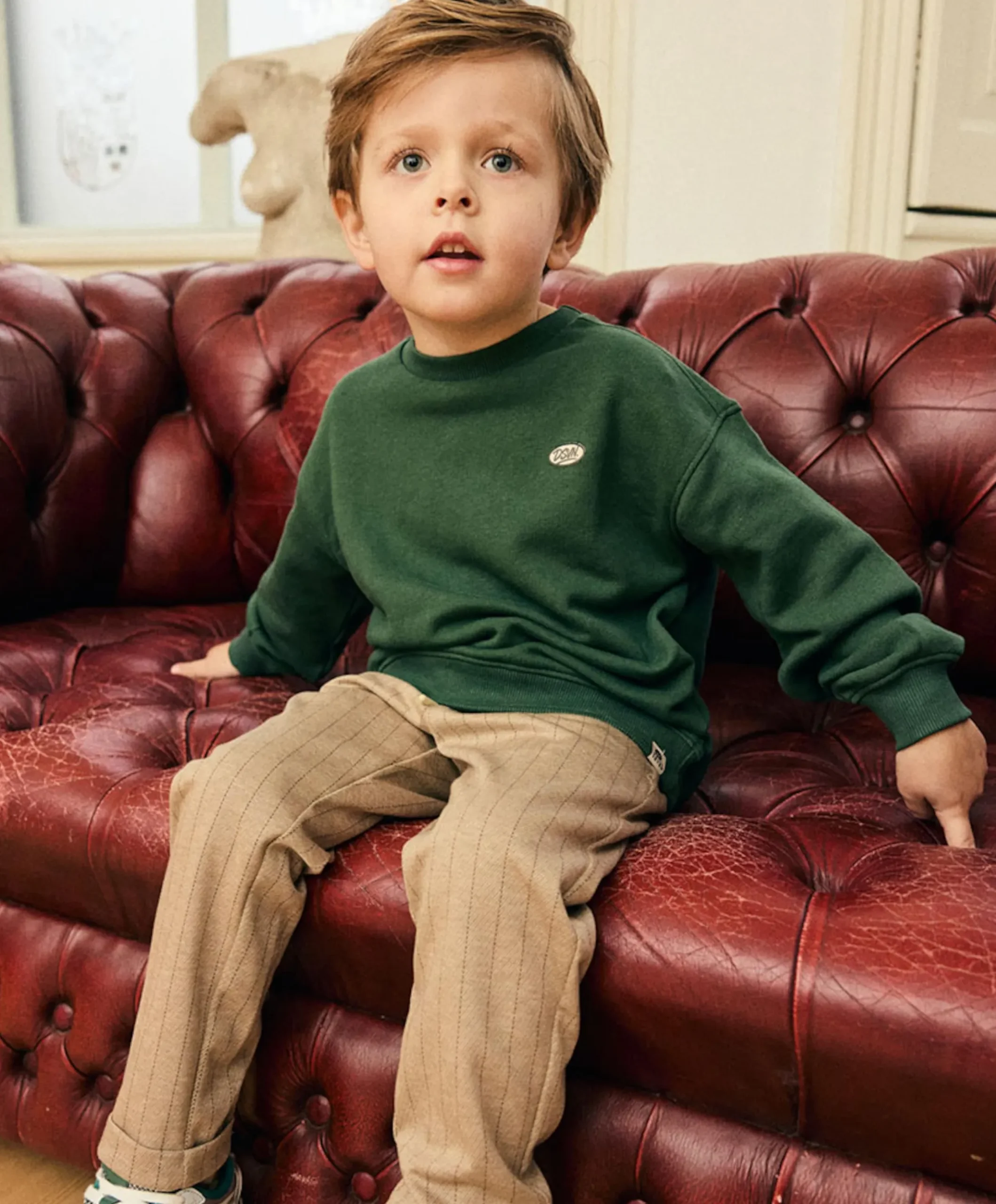 Stripe jongens broek beige