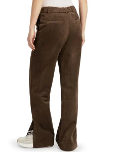 Suede met wijde pijpen dames broek bruin
