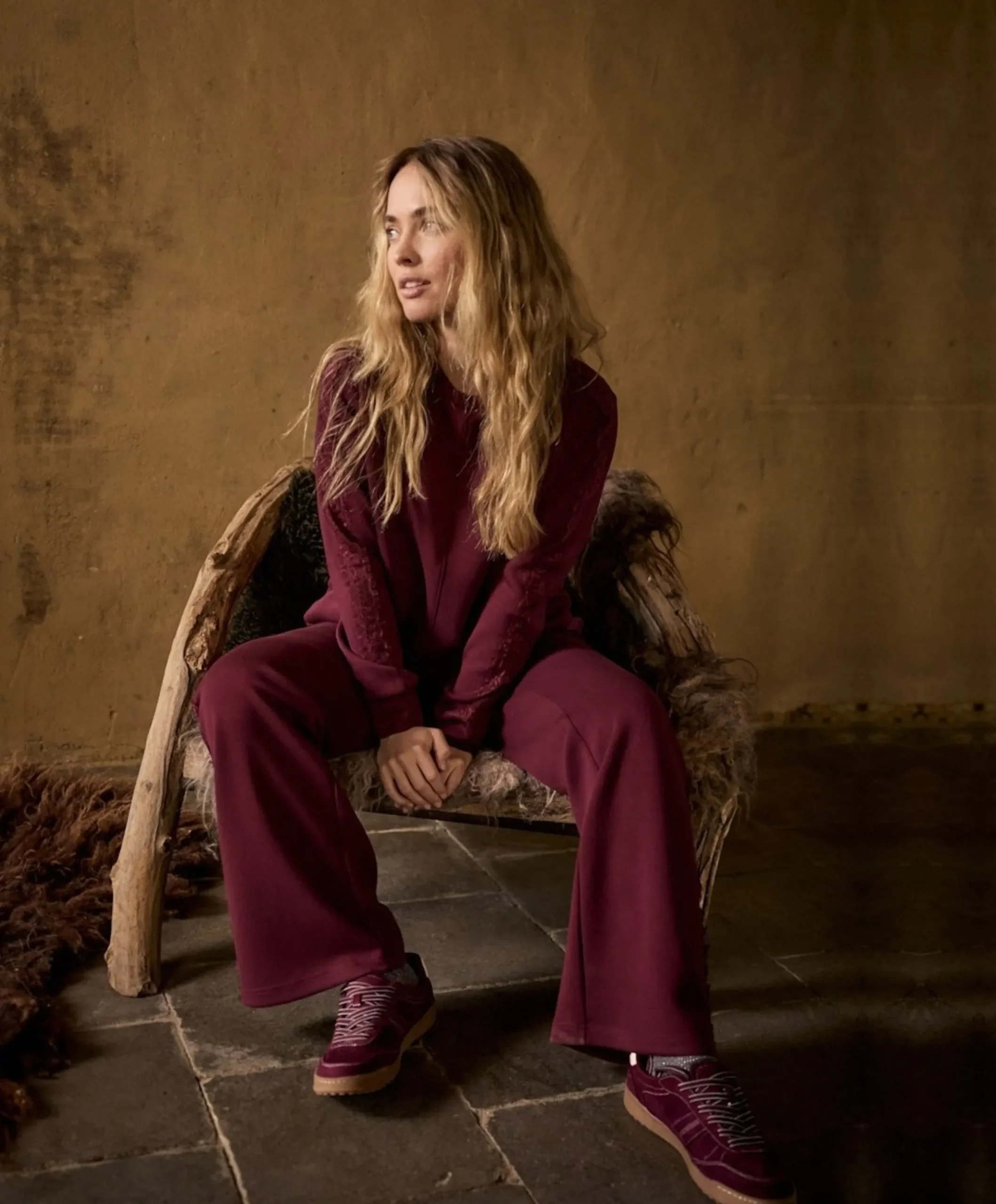 Technical Sweat Trousers Lace dames broek bordeaux