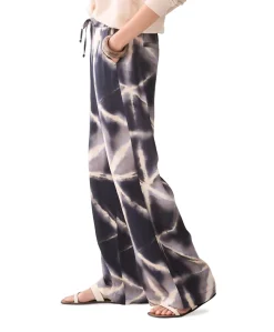 Tie dye viscose dames broek blauw