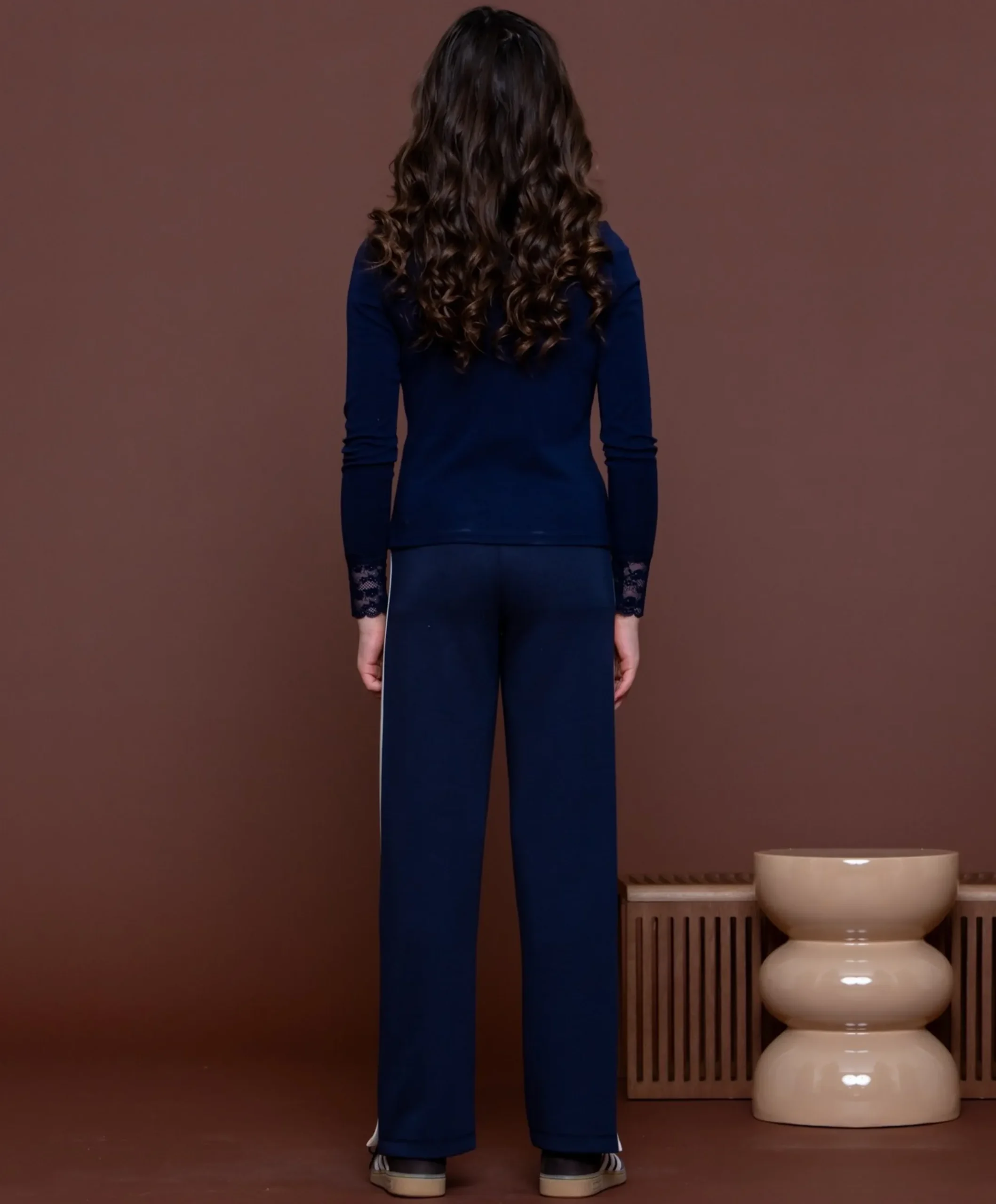Trackpants buttons meisjes broek blauw