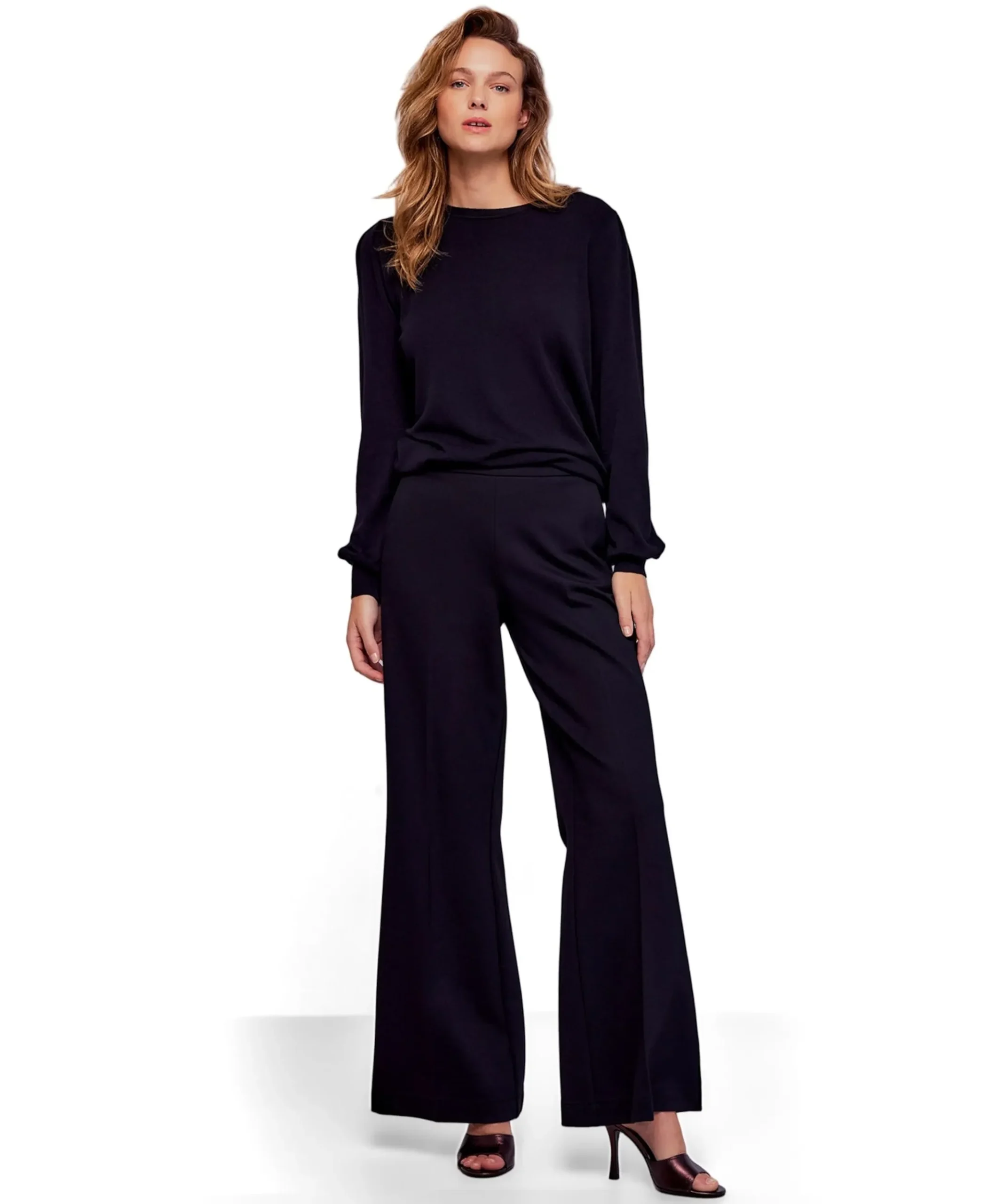 Trousers boot cut punto milano (4s2197) zwart