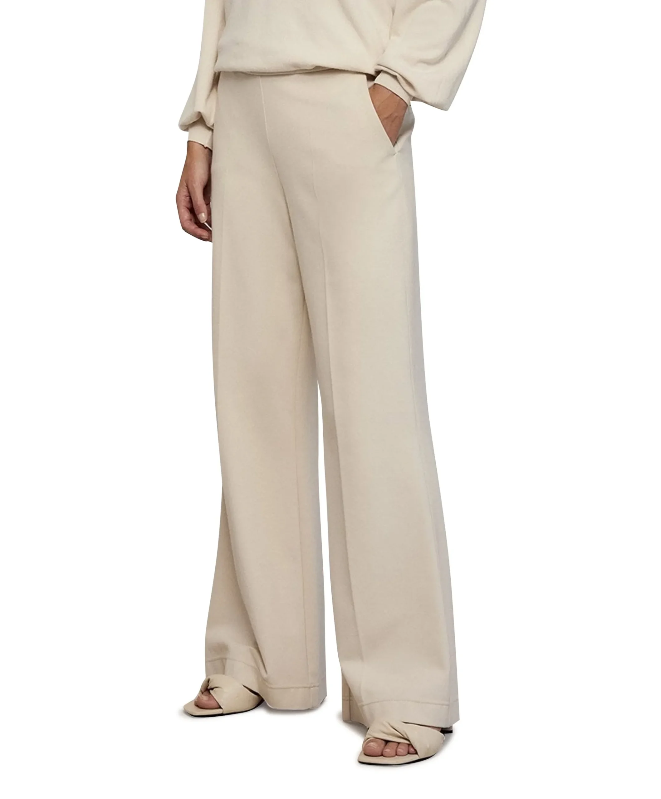 Trousers boot cut punto milano (4s2197) ecru