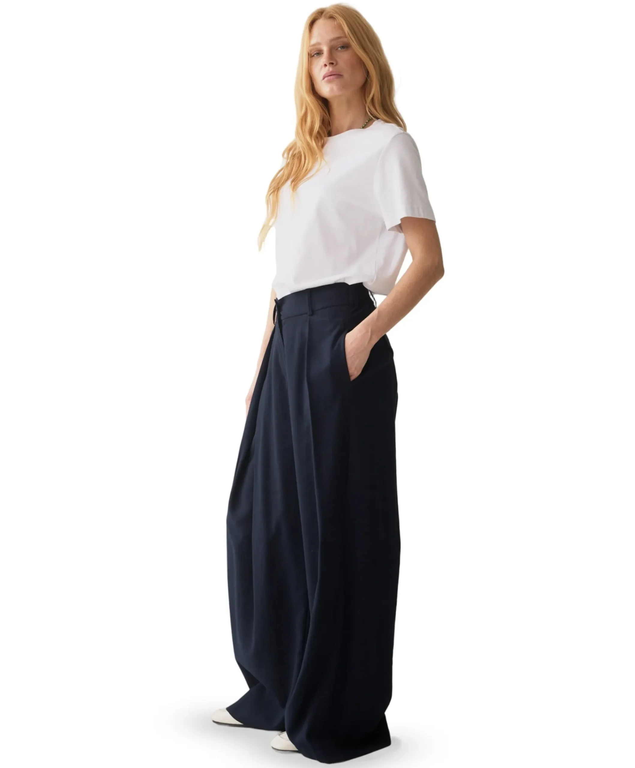 Trousers Viscose twill dames broek blauw