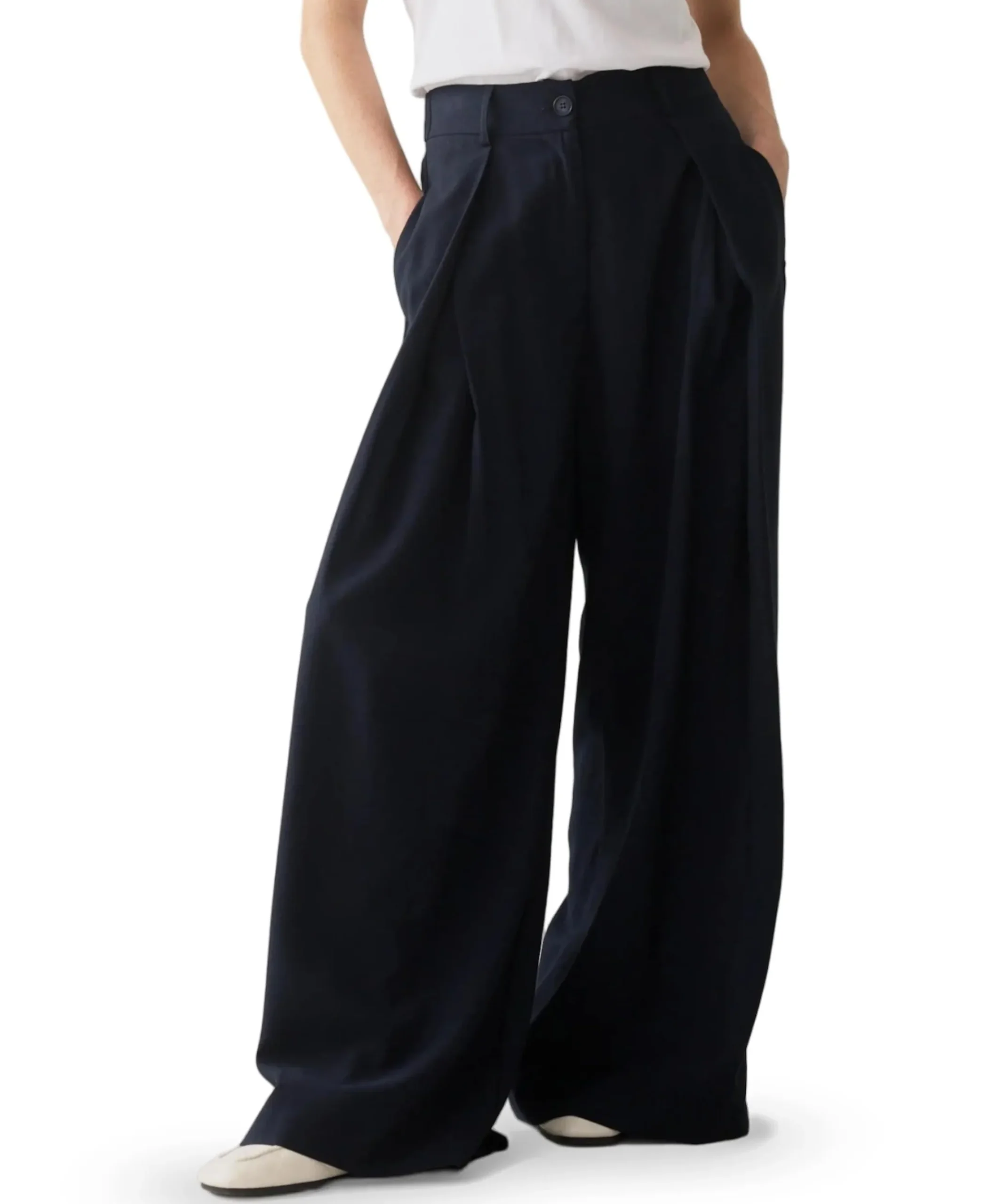 Trousers Viscose twill dames broek blauw