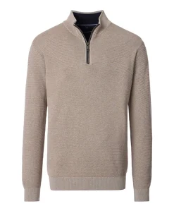 Trui met rits beige