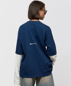 Uniseks longsleeve blauw