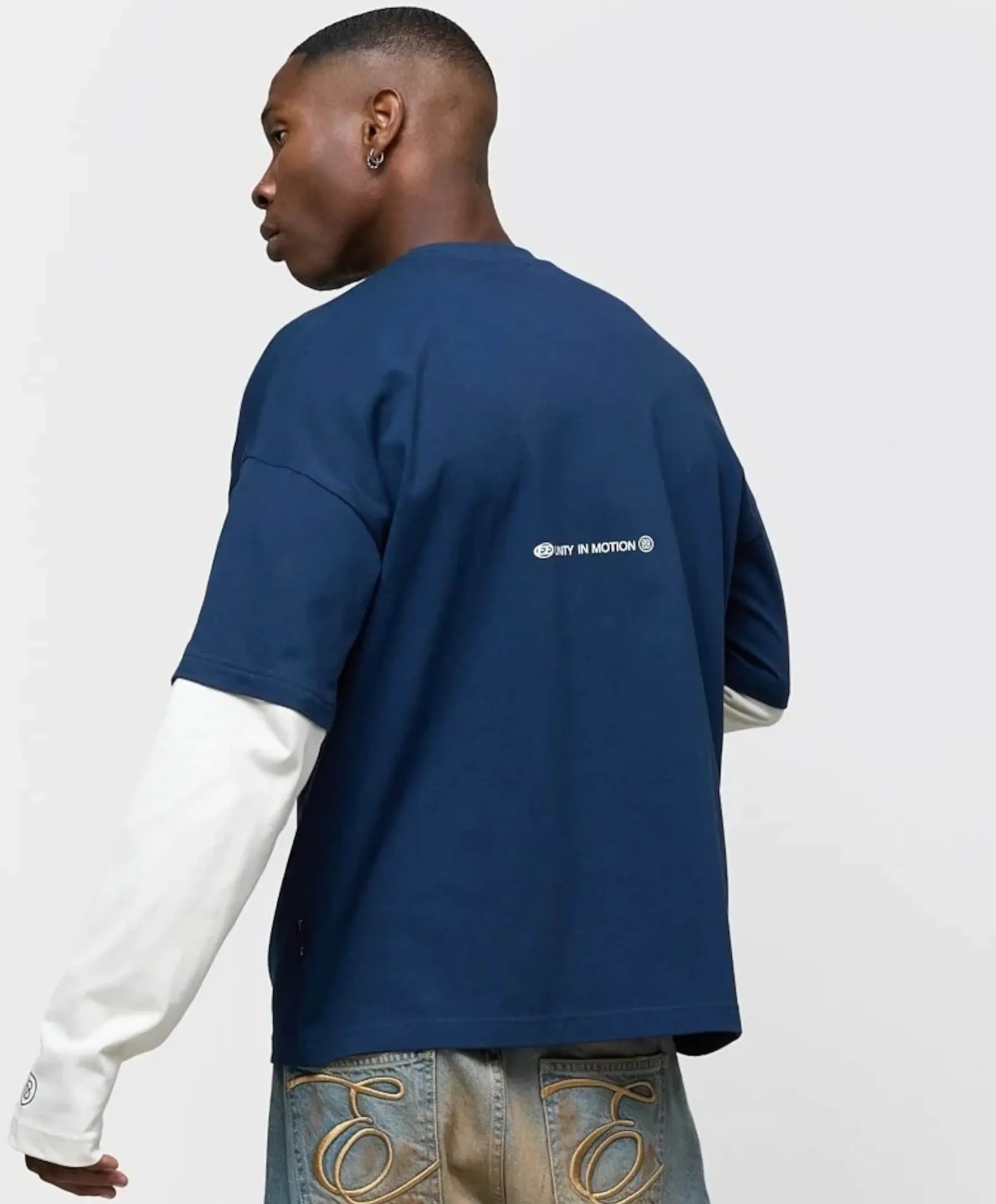 Uniseks longsleeve blauw