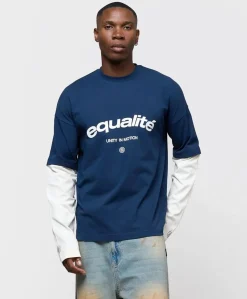 Uniseks longsleeve blauw