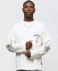 Uniseks longsleeve ecru