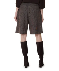 Viscose mix-geruit-plooi dames bermuda bruin