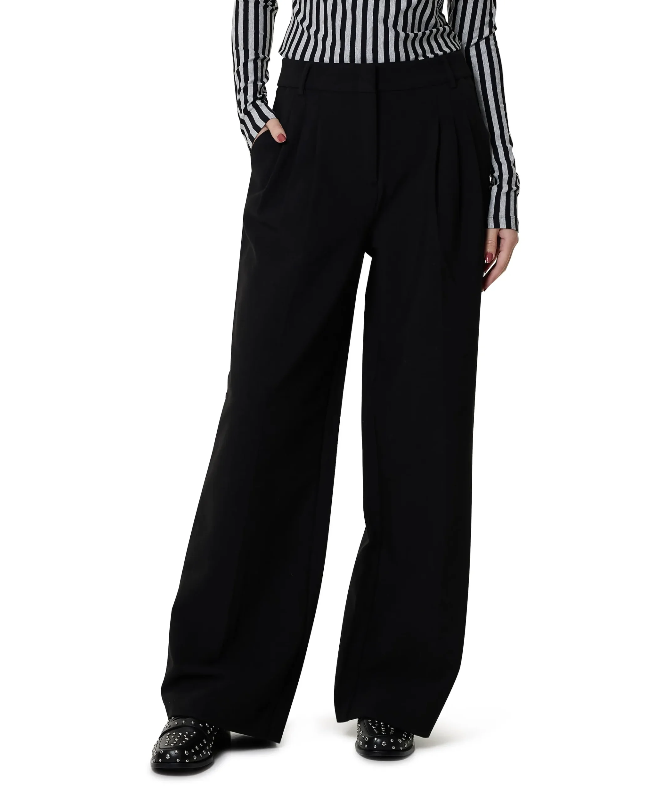 31148 VolaCC Long Pleat Pant dames pantalon zwart