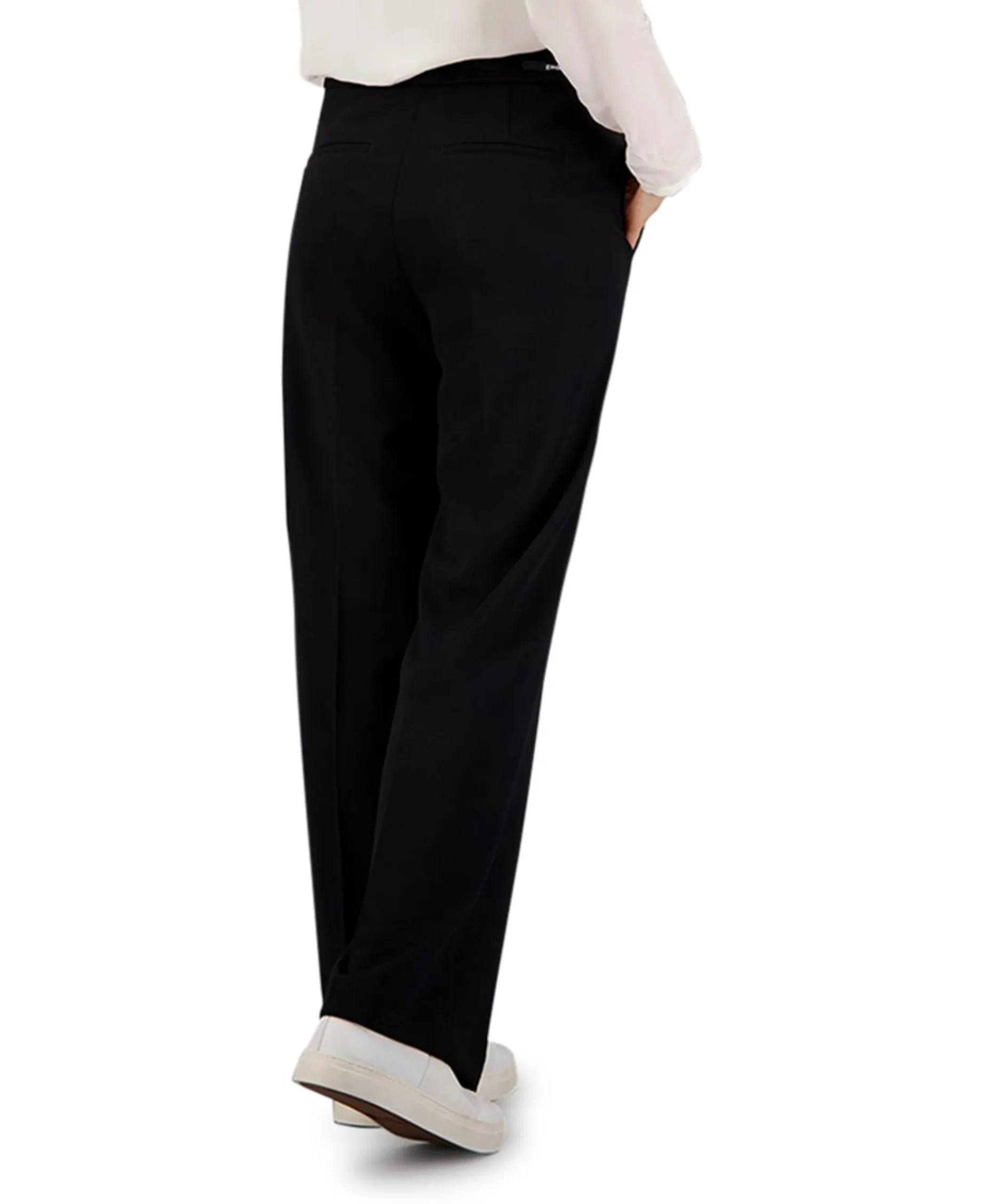 Wide leg Feminine broek zwart