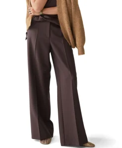 Wide legs foam uni dames broek bruin