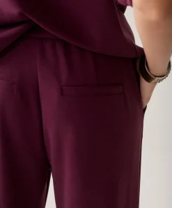 Wide leg Soft scuba dames broek bordeaux