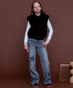wide leg stars meisjes jeans grijs