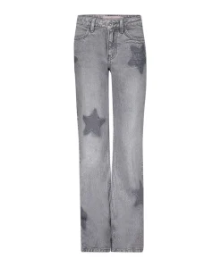 wide leg stars meisjes jeans grijs
