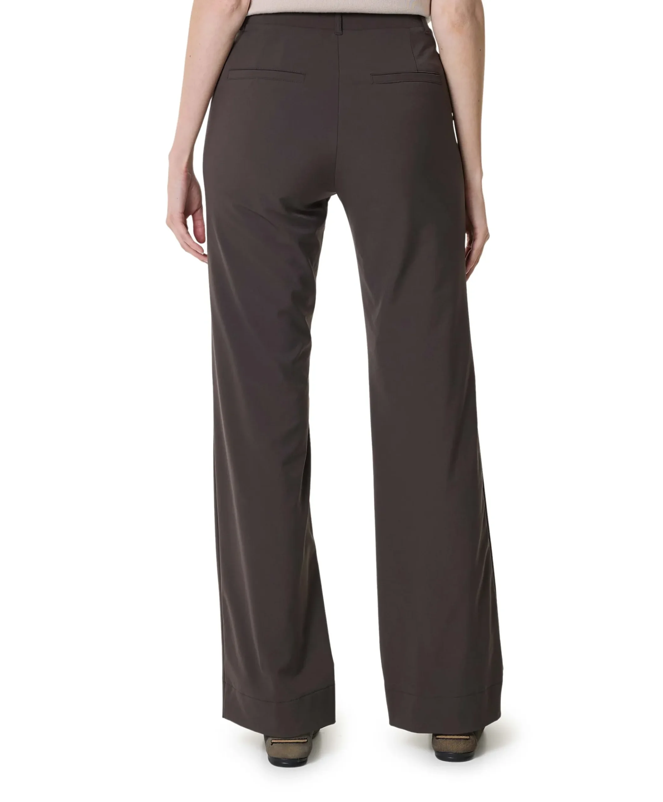 Wide leg travel dames broek bruin