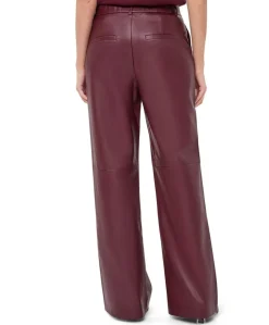 Wide PU dames broek bordeaux