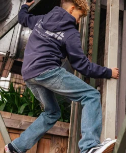 Wide Straight Fit Blue Jeans meisjes jeans blauw