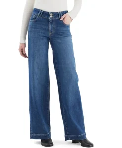 wide straight jeans dames jeans blauw