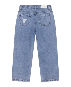 woven flowy denim meisjes jeans blauw
