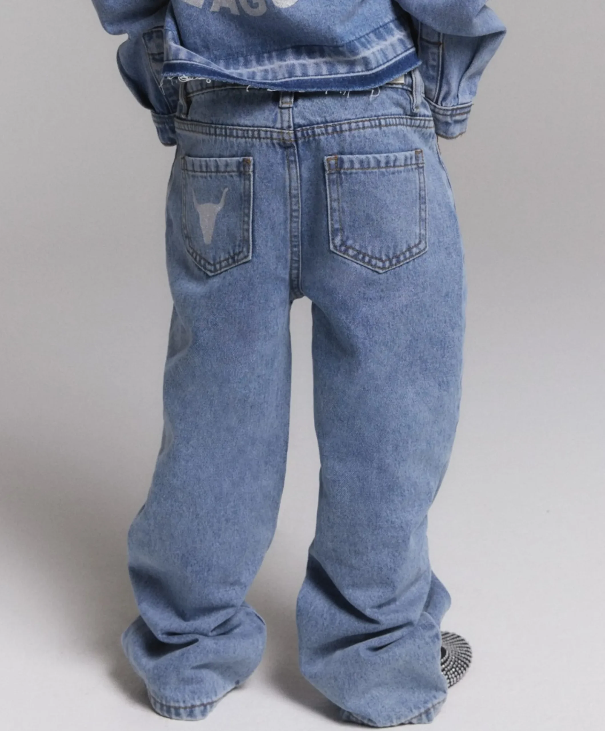 woven flowy denim meisjes jeans blauw